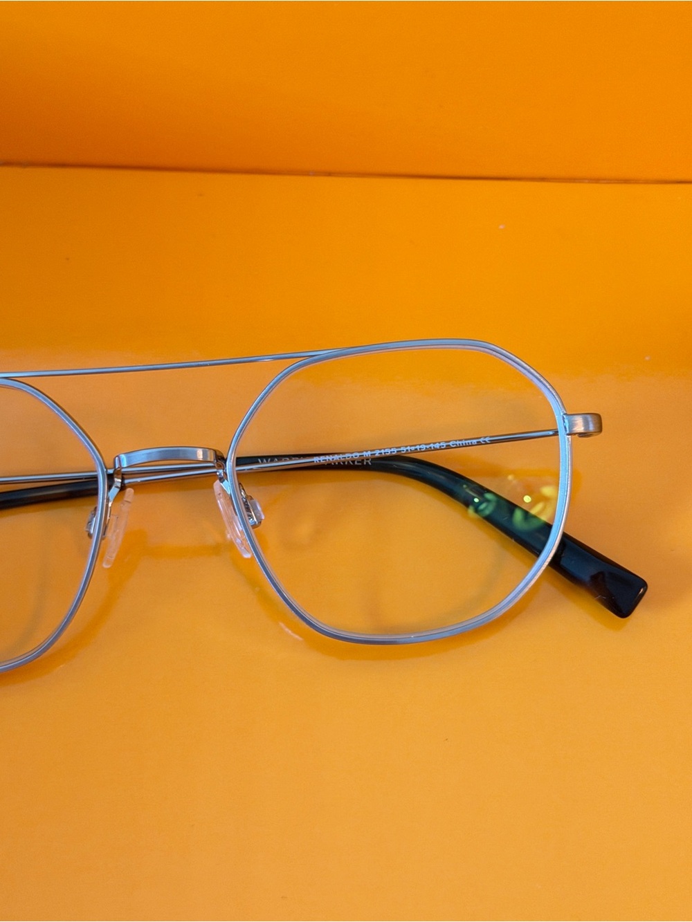 Warby Parker Reynaldo Silver Wireframe Eyeglasses with Black Temple Tips